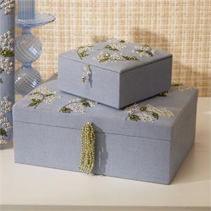 Hydrangea Linen Fabric Jewelry Box