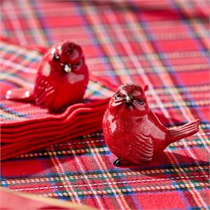 Red Cardinal 24 Pc Hand-Painted Birds Unit with Nest Countertop