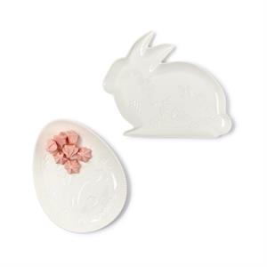 Bunny and Egg Serving Platter with Embossed Pattern Assorted