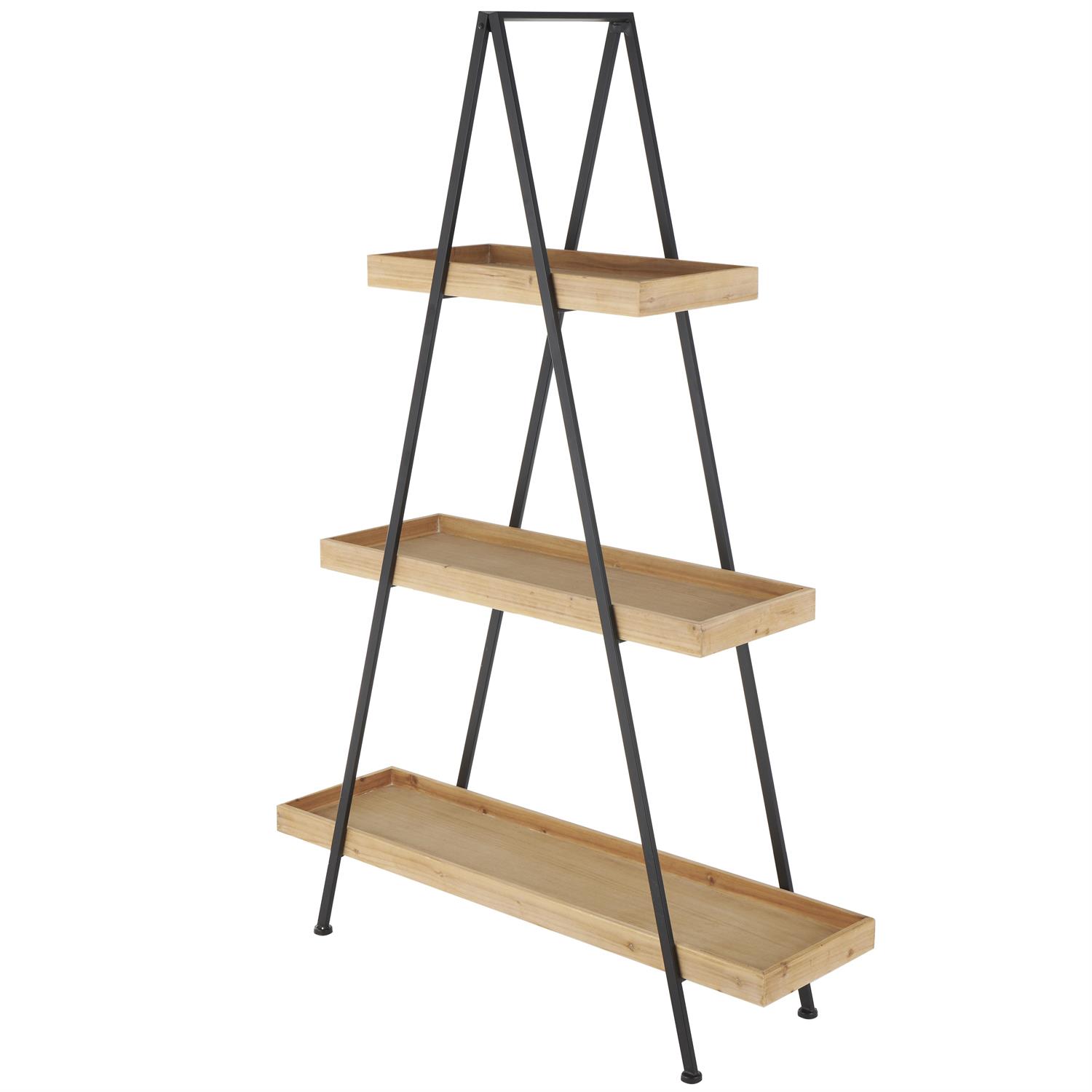 13573 | Black Metal 3 Shelf Storage Shelving Unit with Black