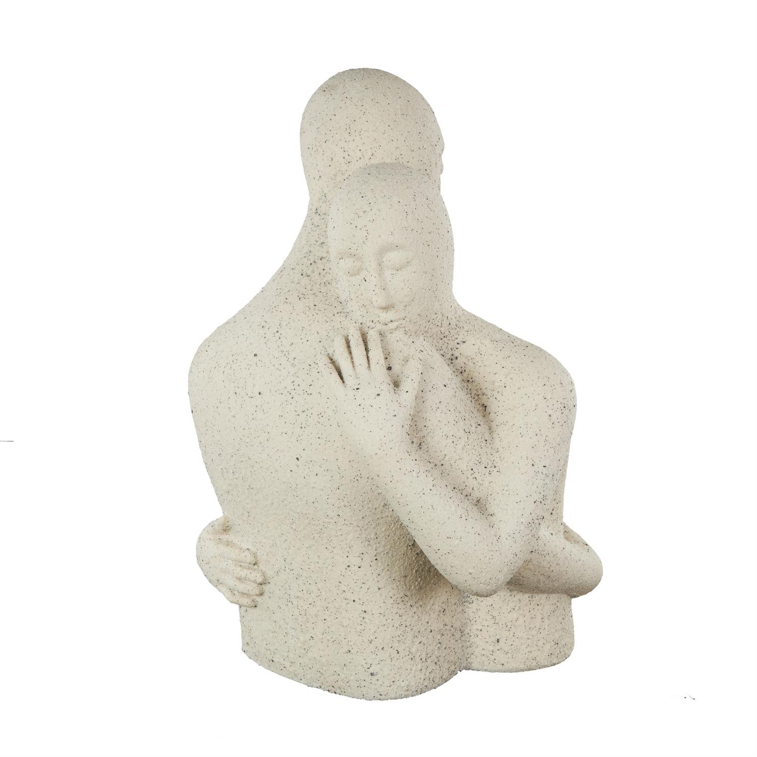 16206 | White Polystone People Hugging Decorative Sculpture with