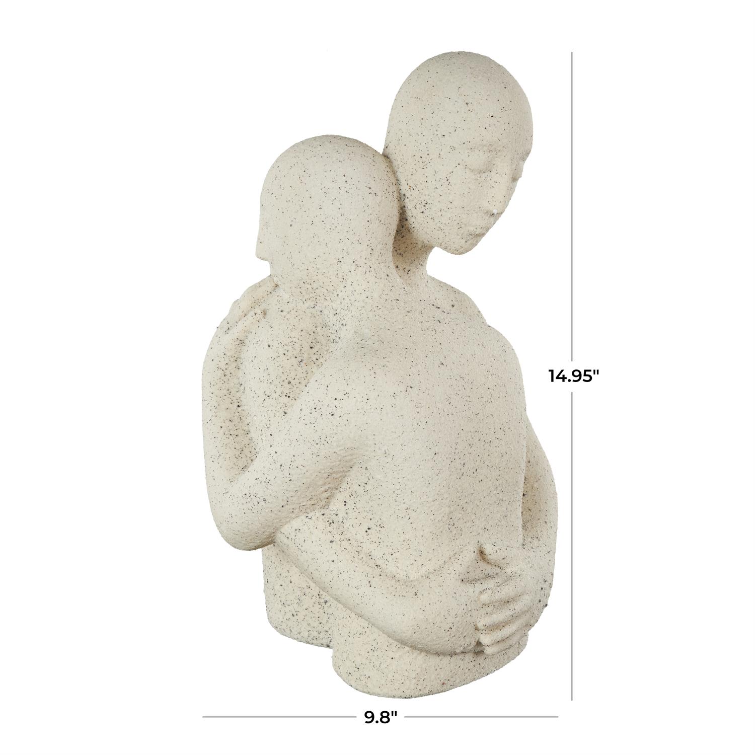 16206 | White Polystone People Hugging Decorative Sculpture with