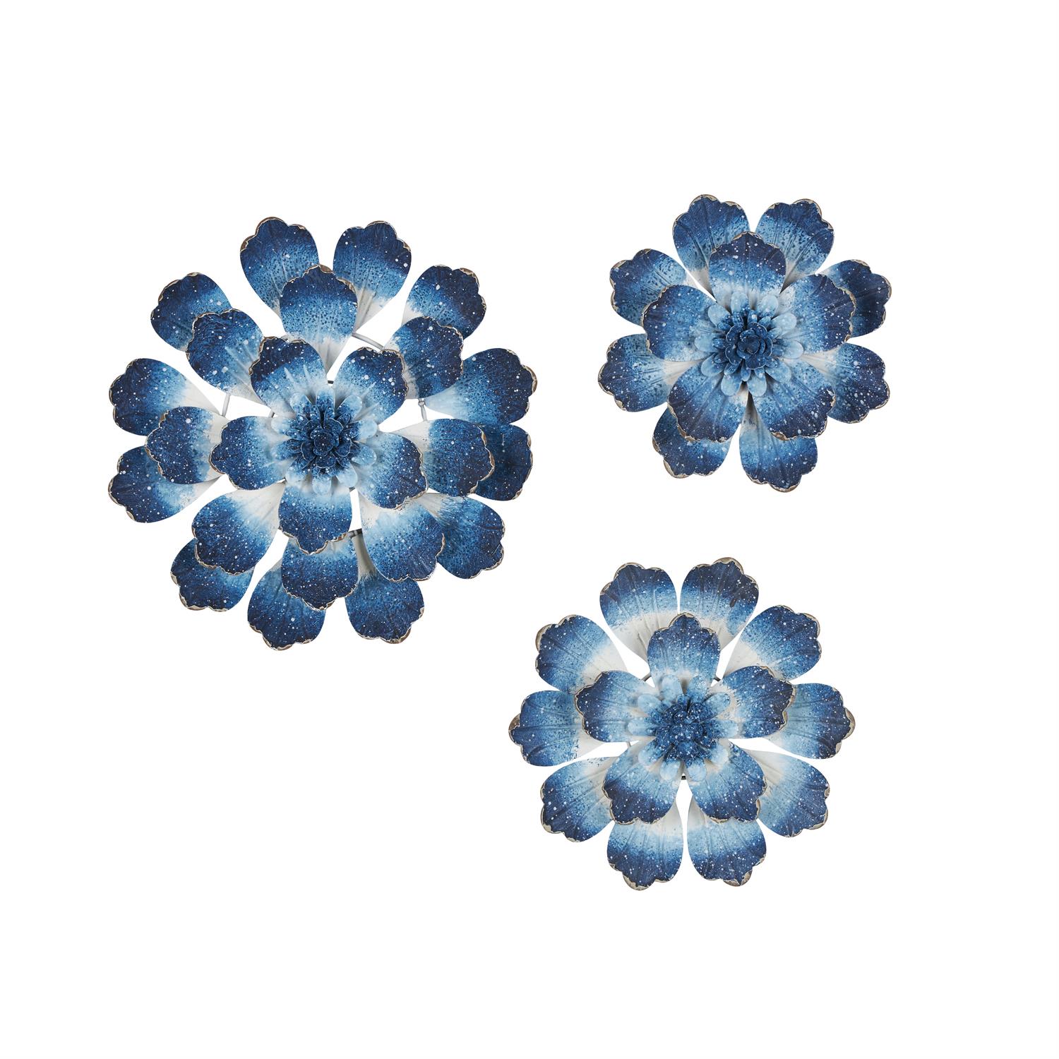 20778 | Blue Metal Floral Home Wall Decor, Set of 3 18