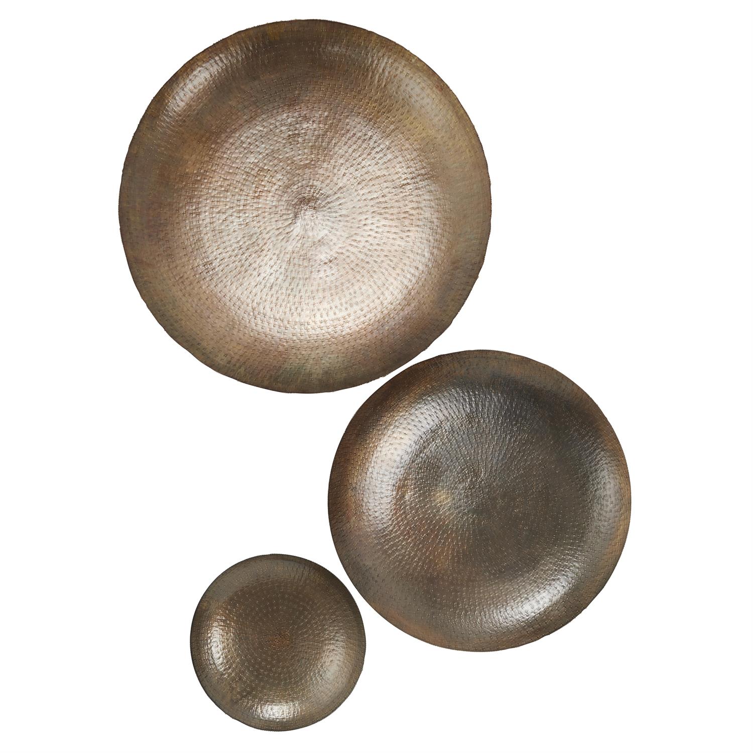 90984 | Bronze Metal Plate Large Metallic Disk Home Wall Decor