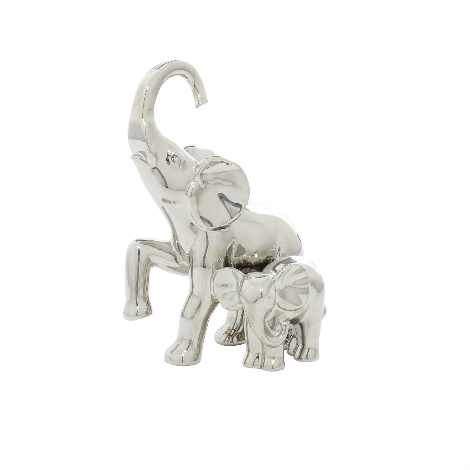 92878 | Silver Ceramic Elephant Decorative Sculpture, 7\, image size:1500x1500