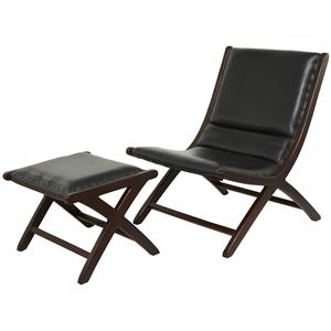 23684 | Black Leather Handmade Woven Kitchen Dining Chair with