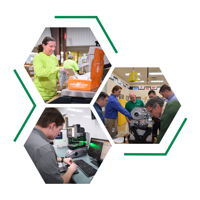 photo collage depicting warehouse kitting, engineering and quality control services at Endries International