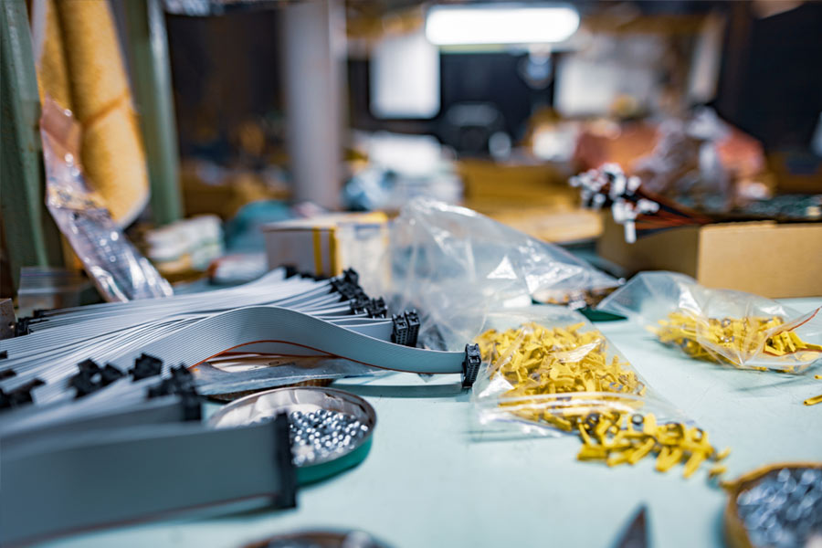 a series of different fasteners sitting on a facility bench
