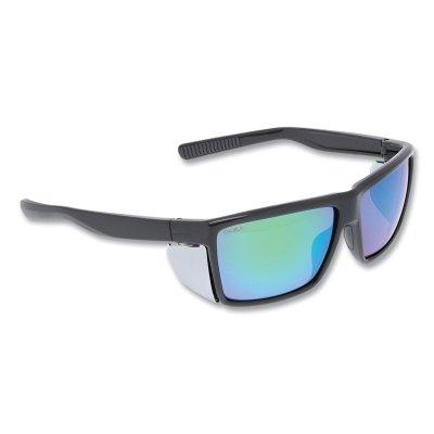 Swagger SR2 Series Safety Glasses, Polycarbonate Lens/Fr, Duramass Hard Coat, Charcoal Frame, Green Mirror Polarized Lens