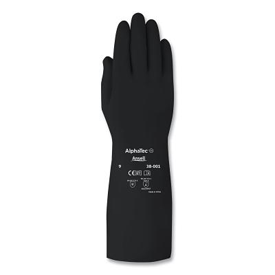 38-001 Chemical-Resistant Butyl Gloves, Size 10, Black