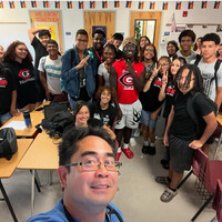 President Sam Realista inspiring young minds of Orange County at Colonial High in 2024. ELEVATE ORLANDO mentors at-risk high school students and has 98% graduation rate. 