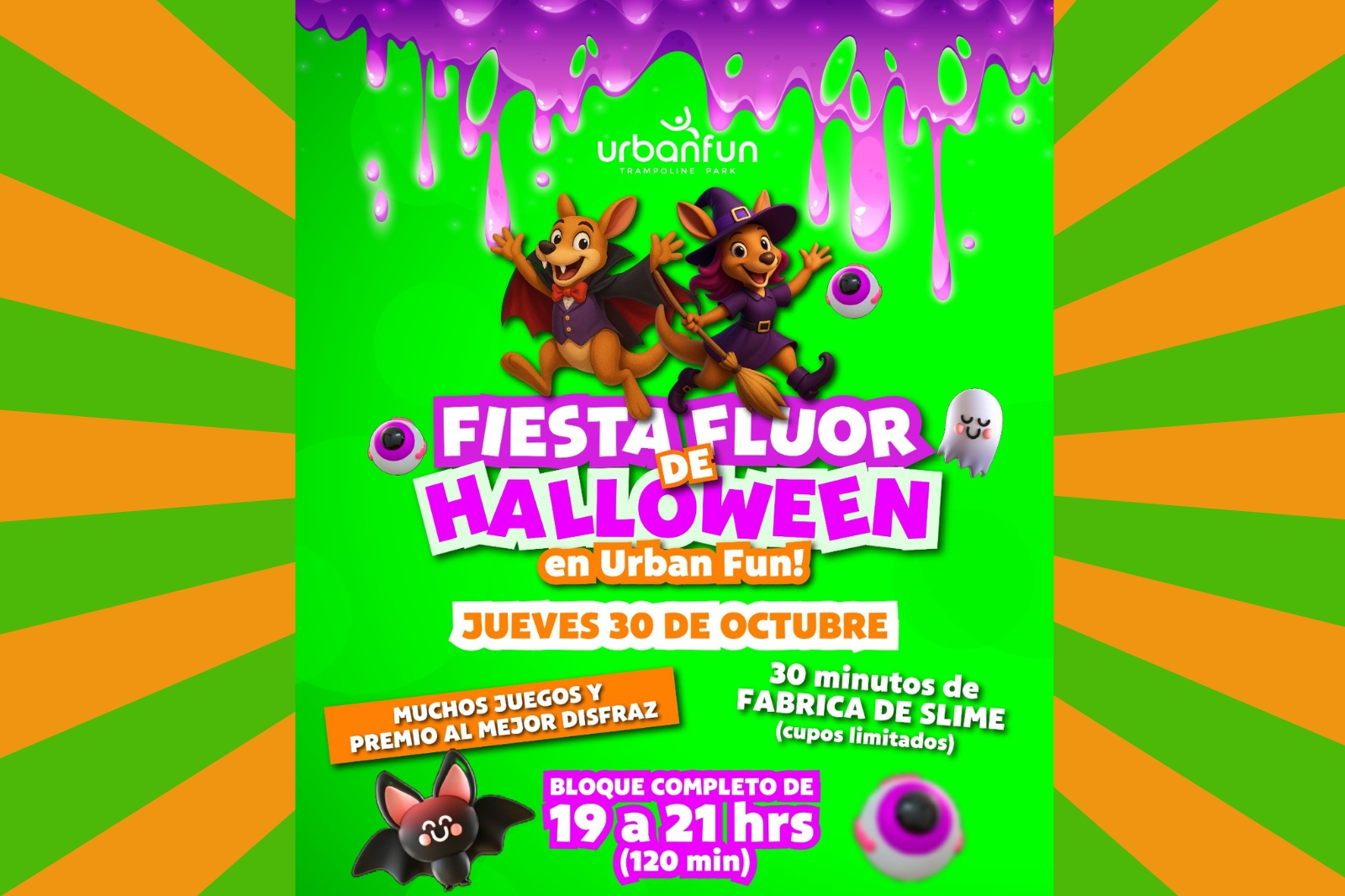 Fiesta Flúor de Hallowen  2 espeluznantes horas con Fabrica de Slime