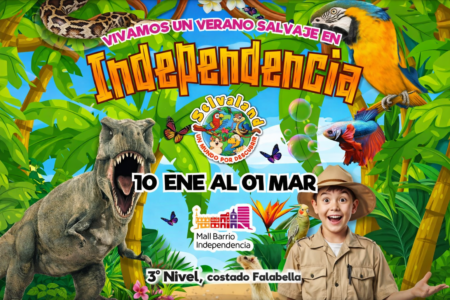 Selvaland - Este verano se vive la aventura salvaje Mall Barrio Independiente