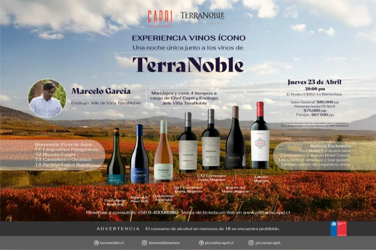 EXPERIENCIA & CENA MARIDAJES VINOS - ICONO - VIÑA TERRANOBLE - 23 de Abril