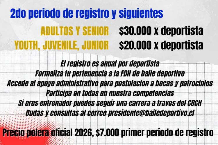 Baile Deportivo - Registro Nacional 2026 - 2do período