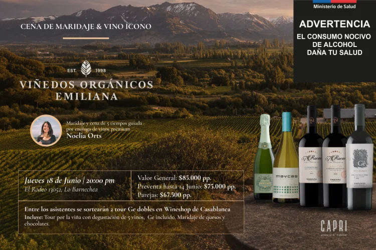 EXPERIENCIA & CENA MARIDAJES  VINOS - ICONO - VIÑA EMILIANA