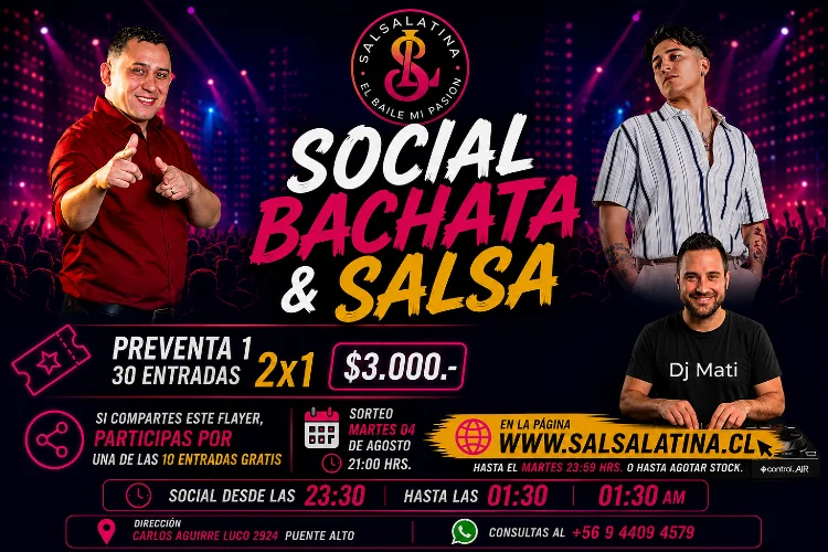 Social Bachata y Salsa - Todos los Miercoles de Agosto🔥💃🕺