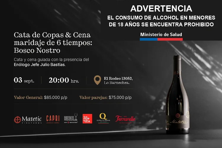 Experiencia de Copas & Maridaje con Bosco Nostro🍷 3 de Septiembre