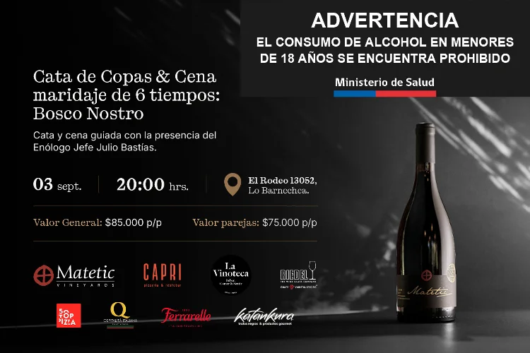 Experiencia de Copas & Maridaje con Bosco Nostro🍷 3 de Septiembre