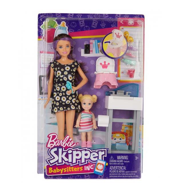 Barbie Babysitter Con Popcorn E Accessori | Bambola Skipper Babysitters Inc | Set 5 Pezzi FHY90