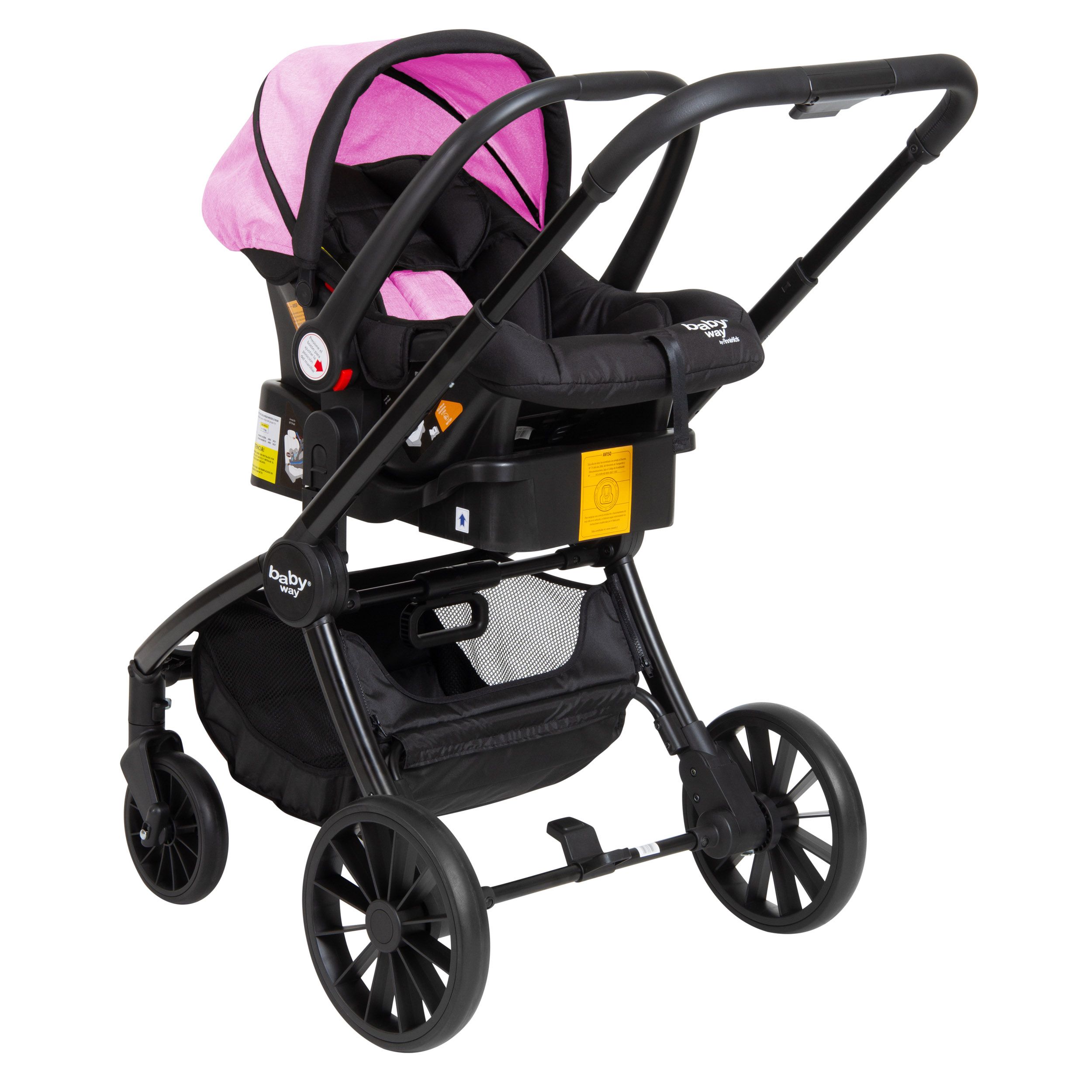 Coche Travel System 3 En 1 Fucsia Con Base EntreKids