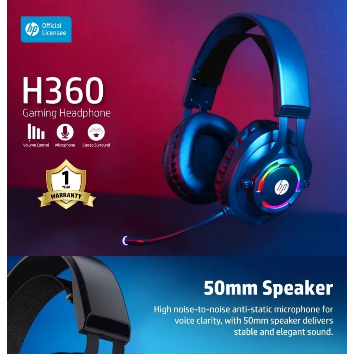 Audífonos HP Gaming Headset H360 RGB PC PS4 EntreKids