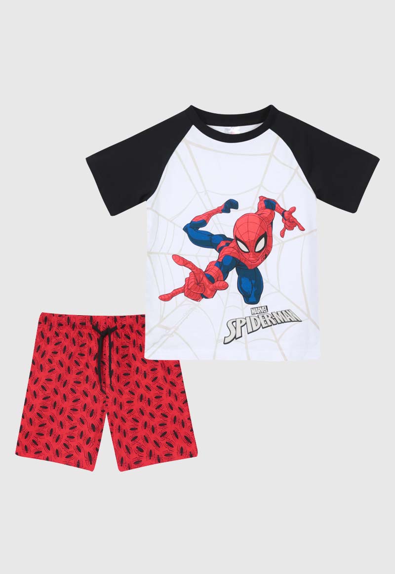 Pijama Largo De Spiderman Marvel Para Niños - 100% Algodón, Estampado Grande, Elástico En Cintura, Tallas Por Altura