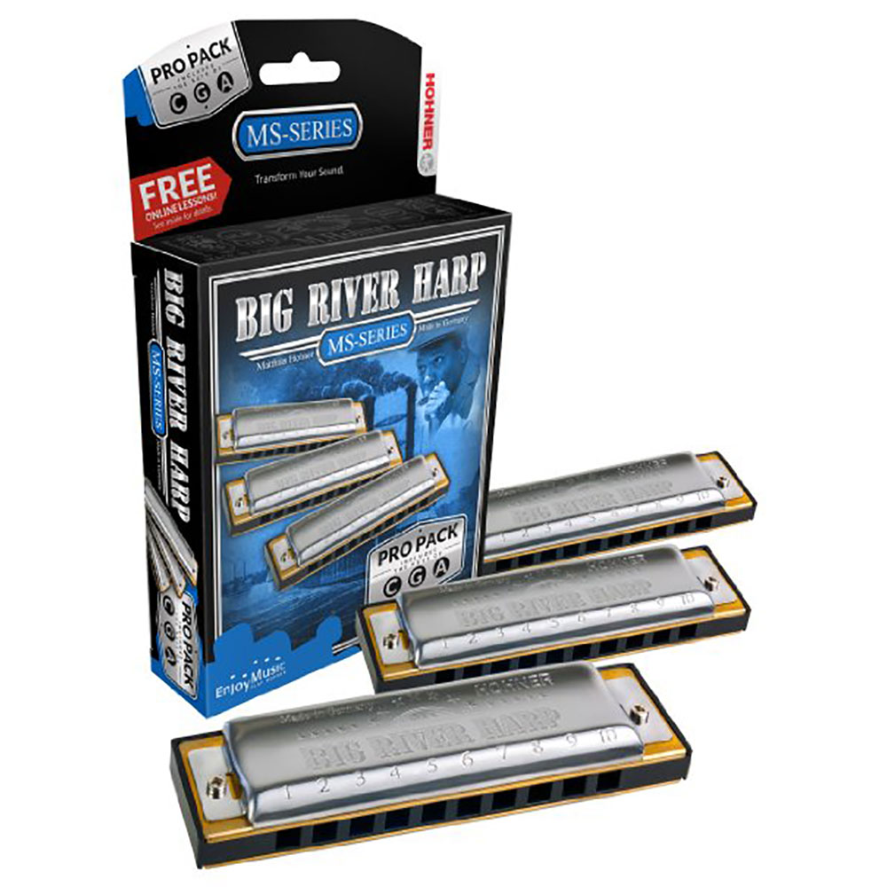 Hohner Set De 3 Armónicas Big River Ms Pro Pack (do, Sol Y 