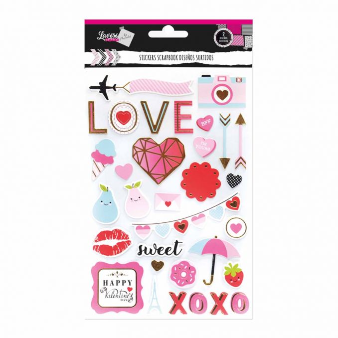 Sticker Scrapbook Placas Y Corazones 20 Piezas Aprox EntreKids