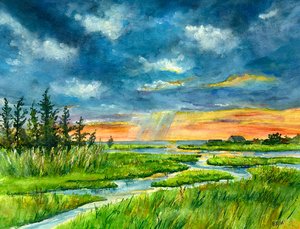 Marsh Light at Dusk by Clara Beym