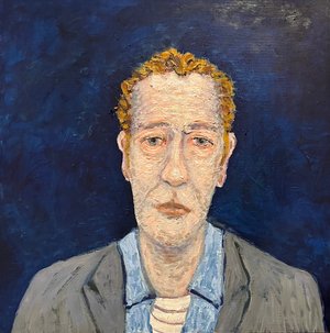 Man with yellow hair, oil on plywood, 30in x 30in. Jpeg by Alan Jacobson (2026)