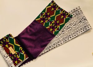 Mud Cloth Scarf - Blk on Wt, Burg lining by Dorothy Jett-Carter (2026)
