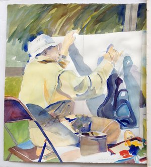 Mel Painting the Garden State Sculpture by Terri McNichol (2015)