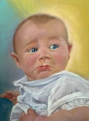 Barrett_Crybaby_Pastel Pencil on Stratmore Toned Gray Paper_19 x 15_375 by Gigi Barrett (2026)