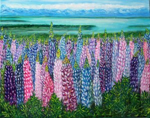 Lupine Impressions (framed) by Lyric Lucas