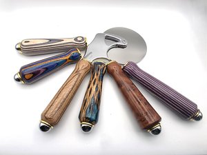 Stainless Steel Wood-Handled Pizza Cutters by Carolyn Hogan
