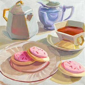 Tea with Pink Cookies by Yuri Tayshete (2026)