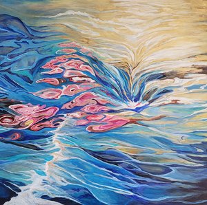 Susan Karhroody  Fallen Blossom#3 36x36 acrylic on canvas by Susan Karhroody