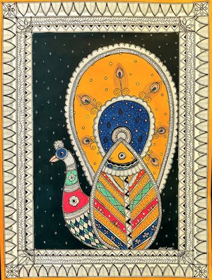 SHACHI SRIVASTAVA   PEACOCK MADHUBANI MOTIF by Shachi Srivastava
