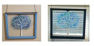 Blueberry Splat (shown against window and wall) by Sandy Thapsem