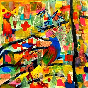 Klaiman Jubilation Mixed media 10x10 $300 by Gloria Klaiman (2024)
