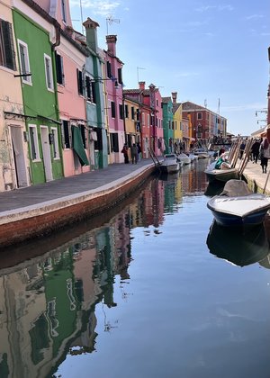 ncbunnell Contrast of Reflections and Color, Burano Island, Venice by Nancy Bunnell