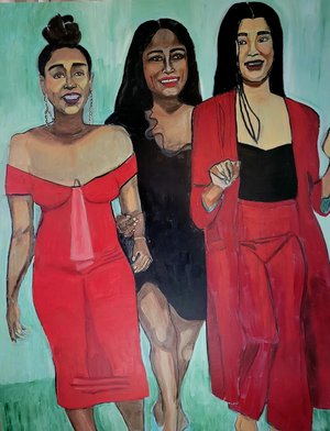 Sisters in red by Charlene Avery (2025)