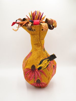 Gold Finch & Echinacea Vessel by Andrea Finch (2025)
