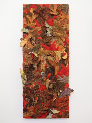 Quercus Falling Leaves II: White Oak Leaves in Red  by Andrea Finch (2019)