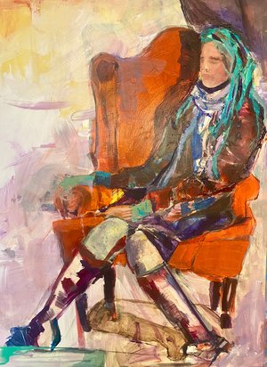 Girl in Orange Chair by Nancy Librett