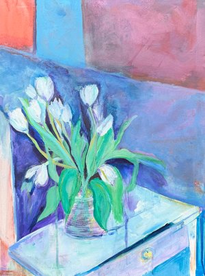 Flowers on Cart  by Nancy Librett