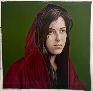 In The Shaddow Of Your Wings. Oil on cloth. W52"x52" by Olga Hiiva