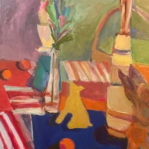 Oranges, white and blue by SIVIA BRAUNSTEIN
