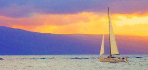 Panoramic Sailboat  11 x 23 by Gerry Wilson